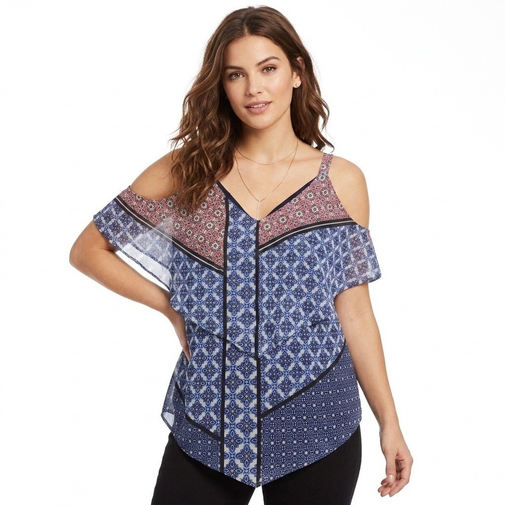 INC International Concepts Floral Patchwork Layered Tank Top Boho Chic Large NWT